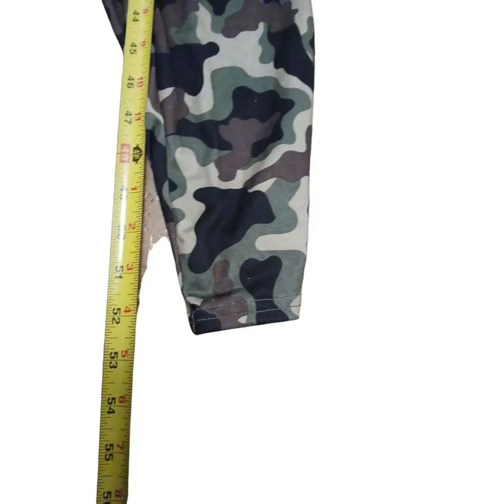 Army Costume Women`s‎ Sz L Military Soldier Camouflage Bodysuit & Hat Halloween - Picture 11 of 16